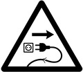 Træk stikket ud af stikkontakten, hvis ledningen bliver beskadiget eller sammenfiltret. + symbol